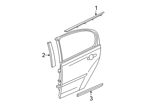2008 Chevy Malibu Belt Weatherstrip, Rear Outer Passenger Side Diagram for 25809071