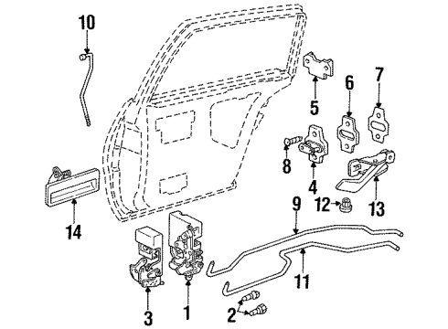 1995 Oldsmobile Achieva Rear Door - Lock & Hardware Diagram