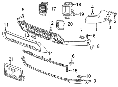 2020 GMC Sierra 2500 HD Exterior Trim - Front Bumper Diagram