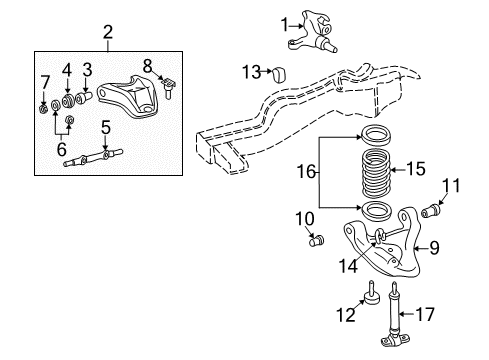 2002 Oldsmobile Bravada Shock Absorber, Front Diagram for 12474688