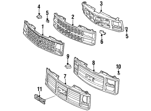 1990 Chevy C3500 Grille & Components Diagram