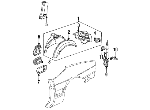 1993 Cadillac Allante Fuel Pocket Diagram for 3636343