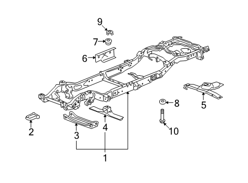 2009 Chevy Suburban 2500 Trans Crossmember Diagram for 15904054