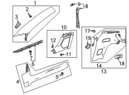 2021 Chevy Corvette Interior Trim - Pillars Diagram
