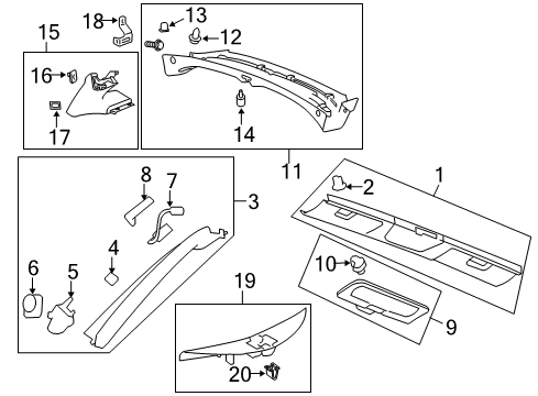 2009 Pontiac Solstice Windshield Pillar Trim, Passenger Side Diagram for 25939751