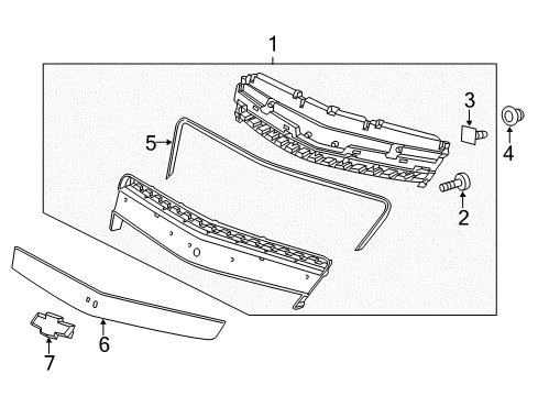 2012 Chevy Captiva Sport Hood & Grille - Grille & Components Diagram