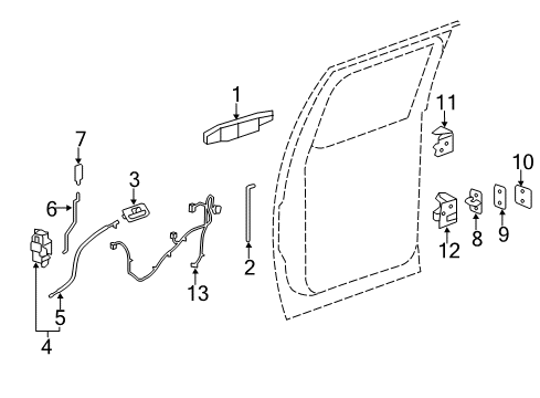 2014 GMC Sierra 3500 HD Rear Door - Lock & Hardware Diagram
