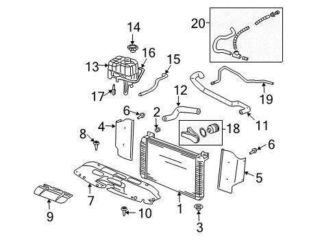 2004 GMC Sierra 2500 Radiator & Components Diagram