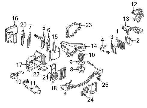 2001 Chevy Camaro A/C Evaporator & Heater Components Diagram