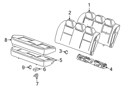2014 Chevy Impala Limited Seat Back Pad, Rear Diagram for 19293243