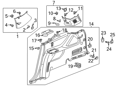 2019 Chevy Traverse Interior Trim - Quarter Panels Diagram