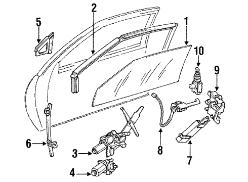 1991 Oldsmobile Delta 88 Door - Glass & Hardware Diagram