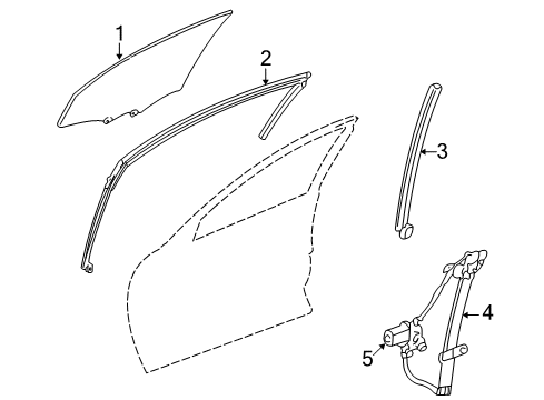 2000 Chevy Impala Front Door - Glass & Hardware Diagram