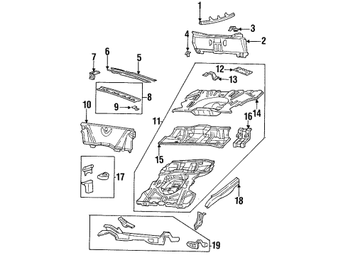 1990 Pontiac Bonneville Floor Pan, Rear Diagram for 12538624