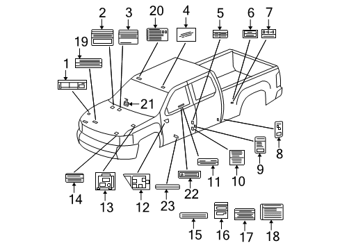 2008 GMC Sierra 2500 HD Information Labels Diagram
