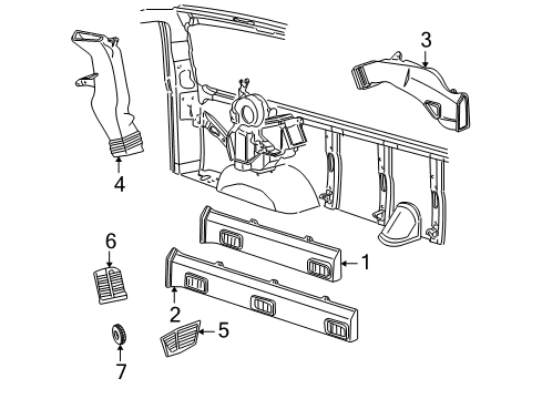 1997 Chevy Express 2500 A/C & Heater Ducts Diagram