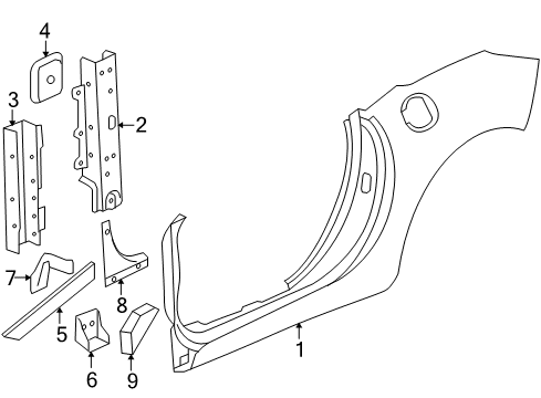 2008 Pontiac Solstice Pillar Reinforcement, Driver Side Diagram for 15896163