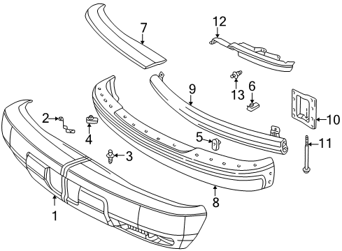 2002 Chevy Express 3500 Bumper Cover Diagram for 12335811