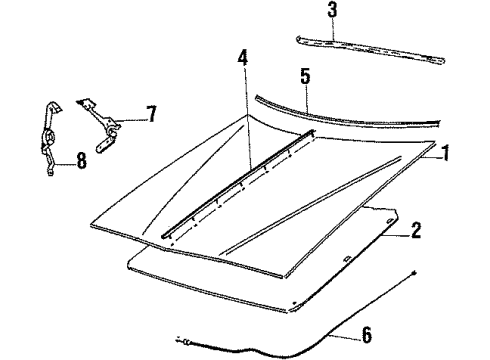 1985 Pontiac Bonneville Hood & Components Diagram