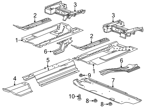 2015 Chevy Cruze Pillars, Rocker & Floor - Floor & Rails Diagram