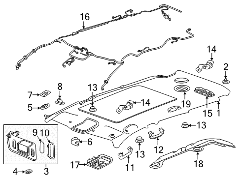 2019 Chevy Traverse Interior Trim - Roof Diagram