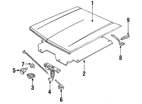 1993 Chevy S10 Hood & Components Diagram