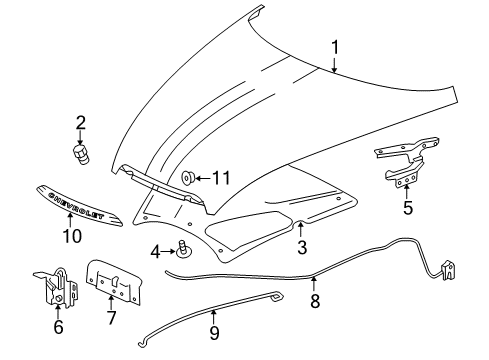 2005 Chevy SSR Hood & Components, Exterior Trim Diagram