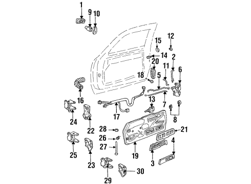1993 GMC K2500 Lock & Hardware Diagram