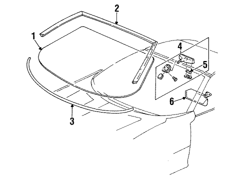 1998 Pontiac Firebird Windshield Glass Diagram
