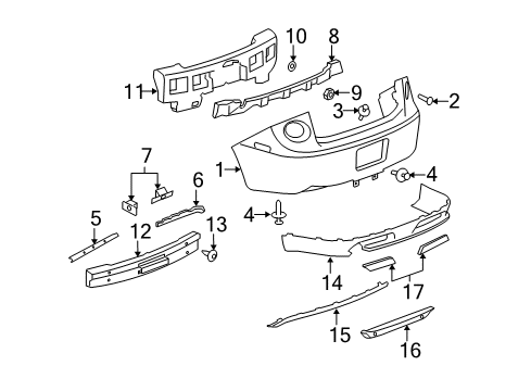 2008 Chevy Cobalt Bumper Cover Diagram for 12336078