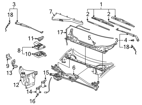 1997 Chevy Venture Windshield - Wiper & Washer Components Diagram
