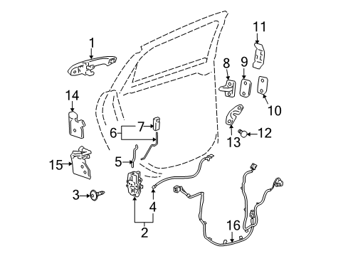 2012 Chevy Impala Rear Door - Lock & Hardware Diagram