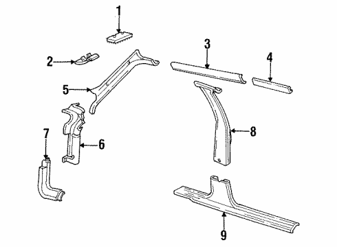 1993 Chevy Cavalier Headliner Trim, Front Diagram for 20380766