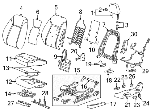 2018 Buick Regal Sportback Seat Back Heater, Front Diagram for 13515462