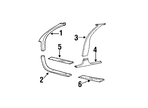 1991 Buick Regal Lower Trim Panel Retainer Diagram for 10281486