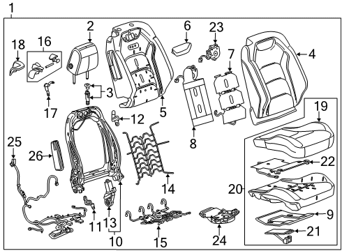 2019 Chevy Camaro Seat Back Frame, Front Diagram for 84245608