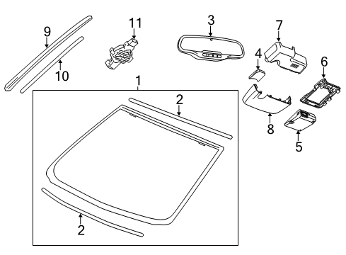 2014 Chevy SS Windshield Glass, Reveal Moldings Diagram