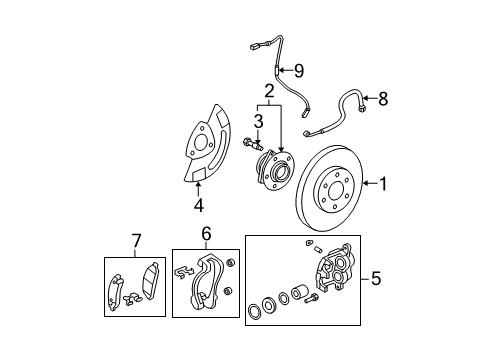 2008 GMC Acadia Front Brakes Diagram