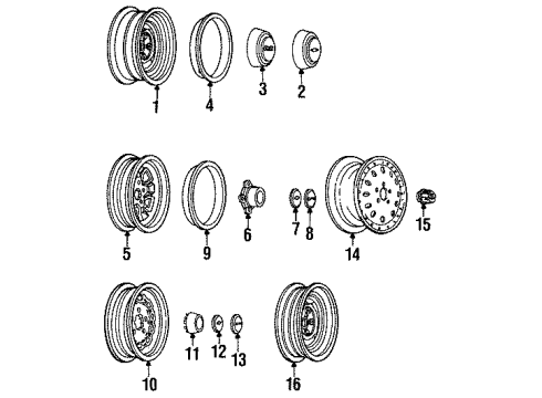 1993 Chevy S10 Wheels & Trim Diagram