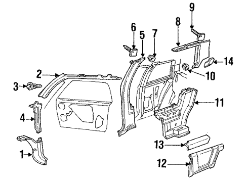 1991 Oldsmobile Cutlass Ciera Trim Panel Retainer, Rear Upper Diagram for 20430421