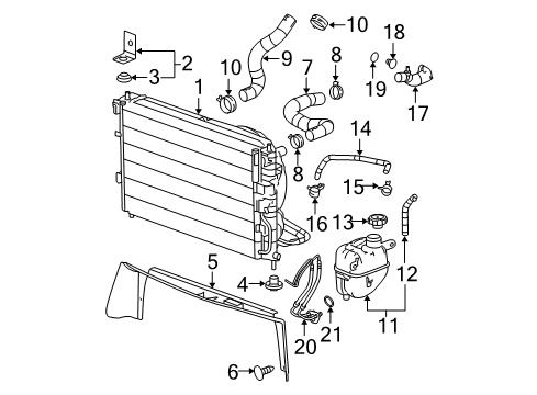 2007 Chevy Equinox Radiator & Components Diagram