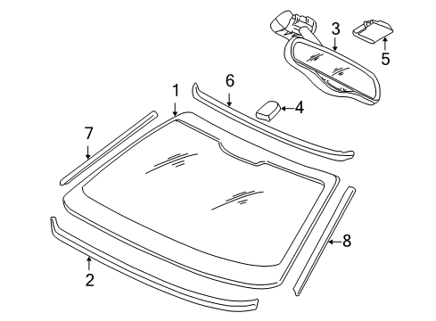 2000 Cadillac Seville Windshield Glass, Reveal Moldings Diagram