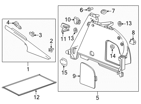 2014 Chevy Volt Interior Trim - Quarter Panels Diagram