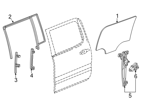 2017 Chevy Suburban Rear Door - Glass & Hardware Diagram