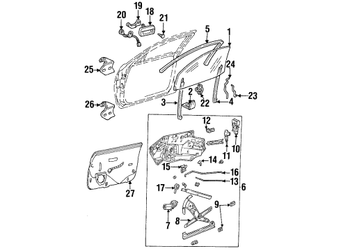 1997 Cadillac DeVille Front Door Glass & Hardware, Lock & Hardware Diagram