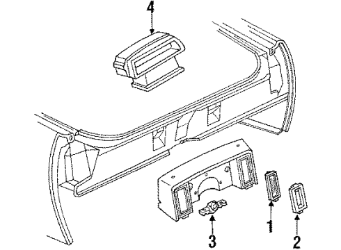 1990 Cadillac Brougham High Mount Lamp, Gray Diagram for 5974472