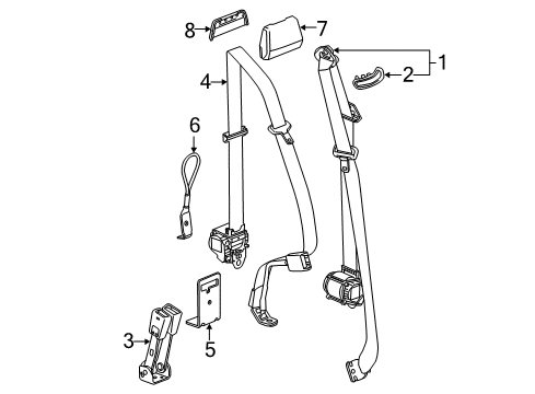 2016 GMC Sierra 2500 HD Rear Seat Belts Diagram