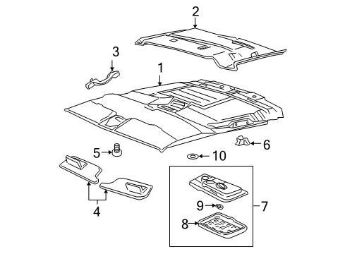 2006 Cadillac Escalade ESV Interior Trim - Roof Diagram