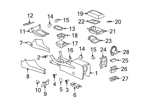 2008 Saturn Aura Console Body, Titanium Diagram for 25940183