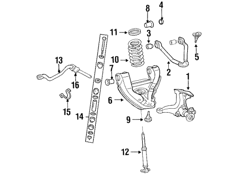 1988 Chevy C2500 Upper Control Arm, Driver Side Diagram for 12361035